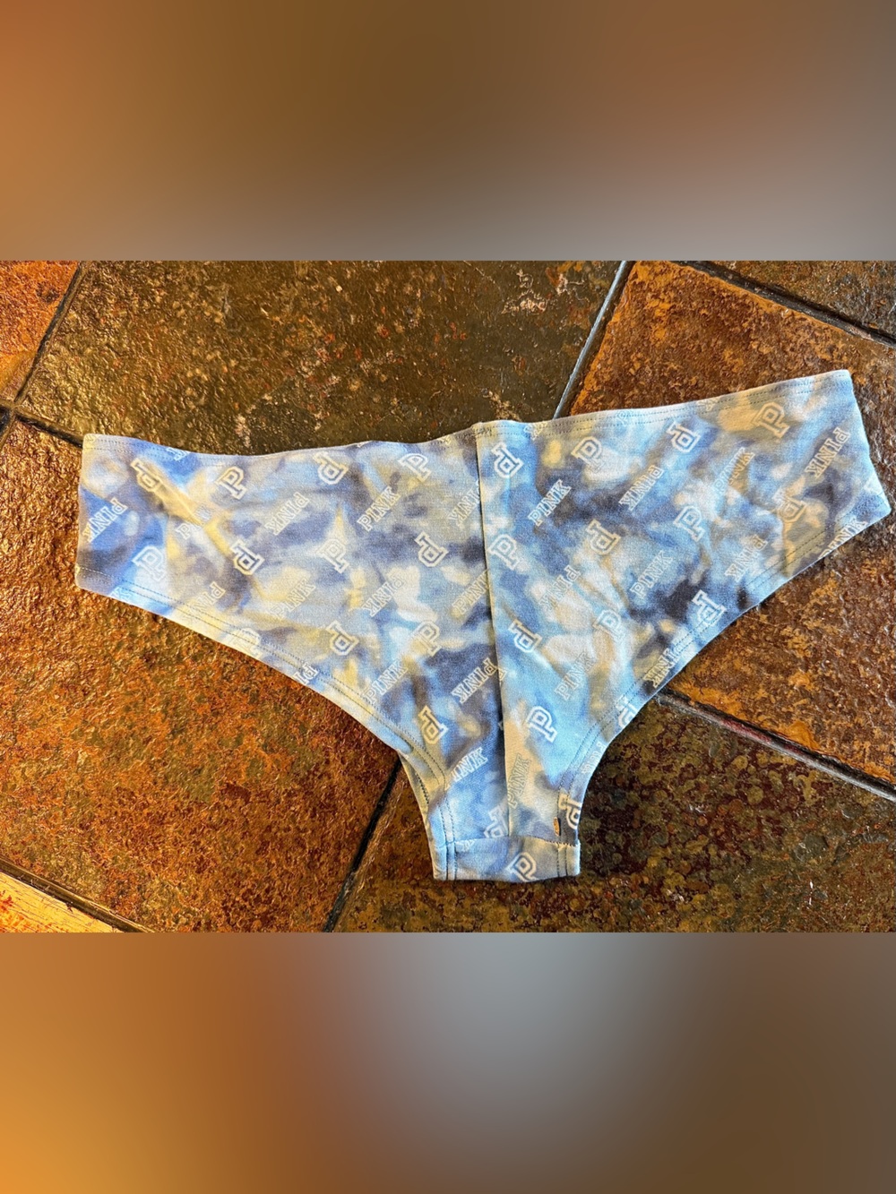 PINK Victoria's Secret Blue Tie-Dye Logo Hipster Panty - Picture 4 of 10